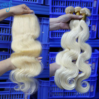 Extensions de cheveux humains, 613, extensions de cheveux bruts tressés, blonds, mèches frontales, tissage