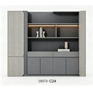 Meuble de salon moderne avec portes en verre et finition bois 38079-AG08 Meuble de rangement - Product Image 2