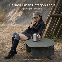 Mesa Plegable Octogonal de Fibra de Carbono para Exteriores, Ligera, Portátil, para Todas las Estaciones, para Acampar, Playa y Pesca