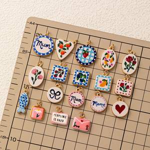 Nouvelles bottes florales avec pendentif en forme de cœur imprimé par transfert thermique, accessoires de bricolage plaqués or, couleur inaltérable - Product Image 3