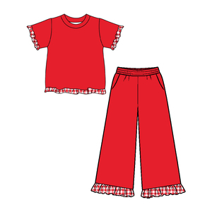 Pre-ordenar Ropa Infantil: Conjunto Casual de Camisa Lisa para Niñas Pequeñas con Pantalones de Pierna Ancha - Nuevos Estilos - Product Image 2