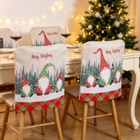 Lot de housses de chaise de Noël imprimées motif gnome avec bordure écossaise, ornement décoratif pour salle à manger de Noël
