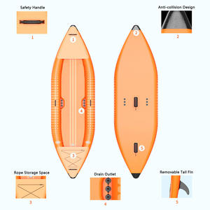 आउटडोर पोर्टेबल ड्रॉप सिलाई टिकाऊ इन्फ्लेटेबल कयाक ड्राइव फिन 2 सीट मछली पकड़ने वाली नाव कयाक और पेडल और सहायक उपकरण के साथ डोंगी - Product Image 3