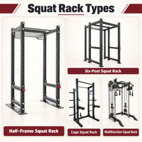 Rack de squat demi-taille pour salles de sport commerciales et studios d'entraînement, équipement d'entraînement aux squats et aux presses avec barre pour installations commerciales