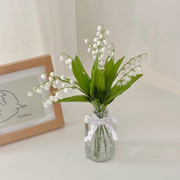Ramo de Lirios del Valle Artificiales, Flores de Seda Sintética, Realistas al Tacto, Color Blanco, Hechas a Mano, para Decoración de Bodas, Hogar, Fiestas, Regalo, Venta al Por Mayor