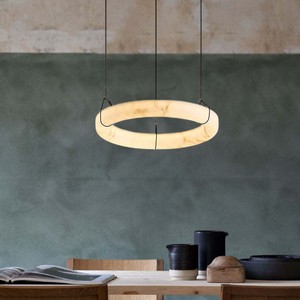 Luminaire suspendu rond moderne en marbre, LED, pour salon, salle à manger, chambre à coucher, lampe de plafond blanche, couverture de 5 à 10 m² - Product Image 1