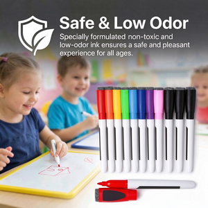 Lot de marqueurs et gommes pour tableau blanc personnalisés – Stylos effaçables à sec avec effacement facile – 10 couleurs standard – Pack en vrac - Product Image 4