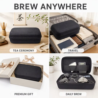Étui rigide portable en EVA anti-odeur pour café, sac de transport étanche et antichoc noir avec fermeture éclair pour commandes en gros