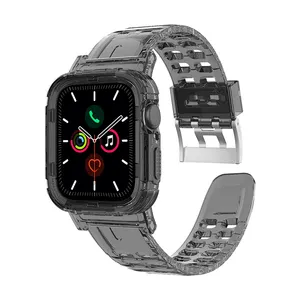 卸売 リンゴの時計1シールド-Apple WatchesバンドiWatchシリーズ644mm 42mm 38mm40mmストラップ用の透明なクリアゼリーTPU高級スマートウォッチバンド