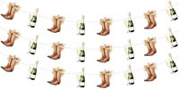 Dekorasi Bridal Shower Boots and Bubbly 3Pcs, Spanduk Boots dan Bubbly, Perlengkapan Pesta Pernikahan Koboi Barat Bergaya Champagne
