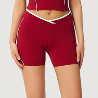 Shorts de yoga et de sport pour femmes, taille haute croisée en V, en Spandex/Nylon uni, extensibles dans les quatre sens, logo personnalisé OEM