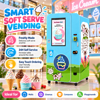 Distributeur automatique intelligent de crème glacée molle avec écran tactile, kiosque mobile de crème glacée fraîche, prise US, Ethernet