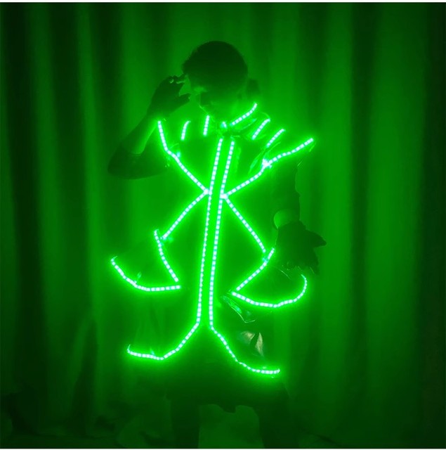 LED Luminous Stage Performance Ballroom Nightclub Dance Costume for DJ Cosplay Suit-Unisex Adult Party Novelty