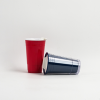 Gobelets de jeu de pong géants en plastique écologique de 16 oz avec couvercle, couleurs personnalisées pour les fêtes de jardin, bars, pelouses, tailgating et jeux en plein air