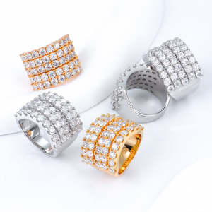 Anillo de Eternidad Personalizado de Plata de Ley 925 con 5 Filas, Chapado en Rodio/Oro, con Moissanita de Laboratorio, Venta al Por Mayor - Product Image 3