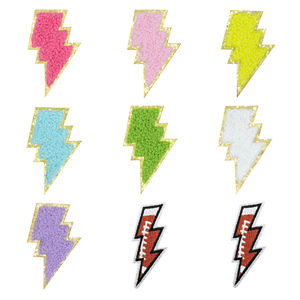 Parches Termoadhesivos de Chenilla con Forma de Corazón, Rayo y Estrella, Parches Bordados Autoadhesivos al por Mayor para Decoración de Ropa - Product Image 3