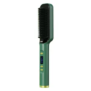 Straightener New Profissional Hot Combs Hair Straightener Brush Ceramic Hair Curler Heated Electric Smart Brush Hair Straightener