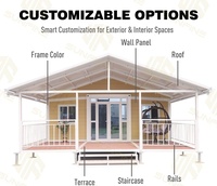 Maison conteneur modulaire temporaire à deux étages, flexible, pliable et extensible, avec une configuration de 2 chambres pour une vie familiale