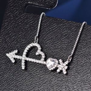Joacii la flecha <span class=keywords><strong>de</strong></span> <span class=keywords><strong>Cupido</strong></span> diseño <span class=keywords><strong>de</strong></span> corazón AAA Cubic Zircon colgante <span class=keywords><strong>de</strong></span> collar <span class=keywords><strong>de</strong></span> plata - Product Image 3