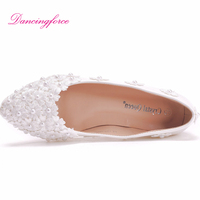 Femmes nouveau cuir Pu blanc respirant dentelle broderie mariage Banquet mariée demoiselles d'honneur mariage plat chaussures décontractées
