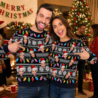 Pull de Noël personnalisé OEM ODM avec photo et texte, pull décontracté pour les fêtes, pull assorti pour la famille, pour adultes et enfants