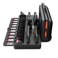 Station de charge filaire double pour 2 Joy-Cons, multi-rangement, anti-poussière, avec indicateur LED et rangement pour cartes de jeu, coffret cadeau
