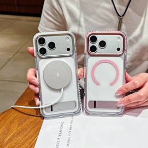 เคสโทรศัพท์แม่เหล็กพร้อมขาตั้งแบบแถบ สำหรับ iPhone 18 17 16 15 14 13 12 Pro Max สีตัดกันแบบใส - Product Image 5