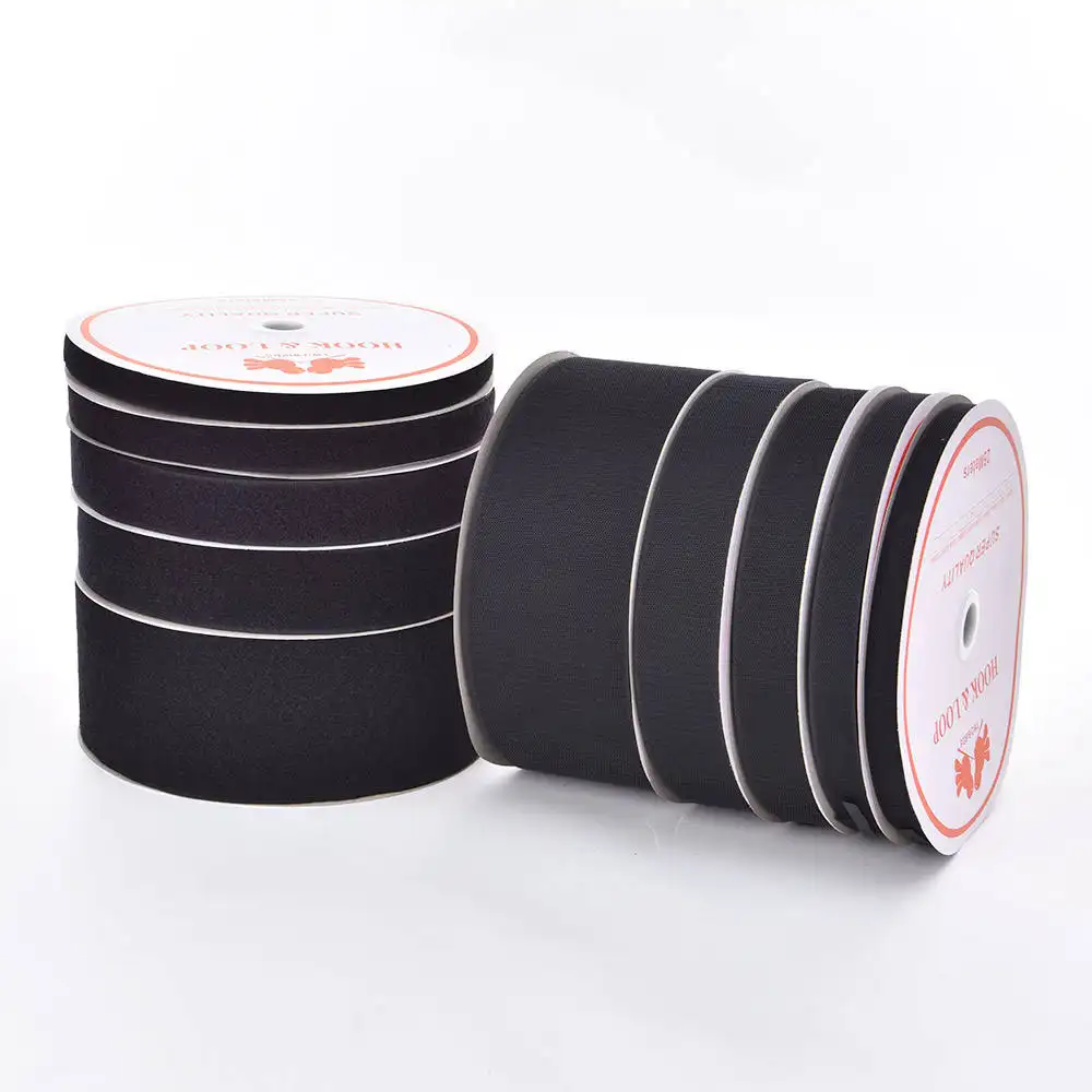 20mm 25mm 38mm 50mm 100mm Polyester Nylon Hook And Loop Tape Roll Adhesive Fastener Sticky Back To Back