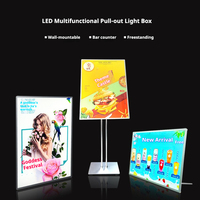 Boîte à lumière LED de type tiroir, boîte à lumière en verre ultra-mince, panneau d'affichage de menu mural, panneau lumineux pour comptoir de bar