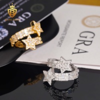 Prix direct usine Bague Hip Hop Star Ice Out en Argent Sterling 925 et Moissanite VVS pour Hommes, passe le test du diamant, faible MOQ