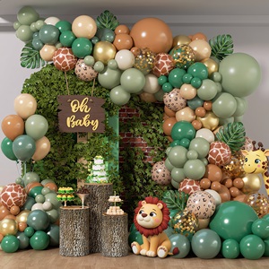 Kit de <span class=keywords><strong>guirlande</strong></span> d'arche de ballons pour fête d'anniversaire, baby shower, thème safari, jungle, animaux tropicaux, marron, vert, or, rétro, léopard, vente en gros - Product Image 1