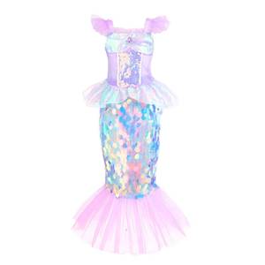 Meilleures ventes en gros : Combinaisons violette scintillantes pour petites filles, costumes de sirène pour enfants, tenues de performance et de cosplay - Product Image 2