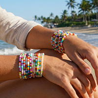 Bracelet porte-bonheur perlé, lot de bracelets colorés en perles de verre, bijoux bohèmes faits à la main, vente en gros, bracelet personnalisé pour femmes