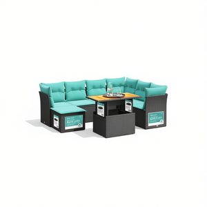 Set Divano da Esterno in Polyrattan per 8 Persone con Cuscini, Design Moderno e Contemporaneo - Product Image 1