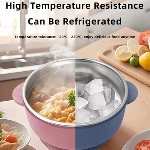 New Design Food Grade Silicone Baby Bowl Friendly Heat-resistant Suction Stainless Steel Silicone Feeding Baby Bowl with Lid - Product Image 5
