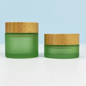 Support Customized LOGO 30g 50ml 100ml 200ml <b>Empty</b> Bamboo Lid Amber Clear Frosted Face Body Cream Cosmetic Glass Cream <b>Jar</b> - Product Image 2