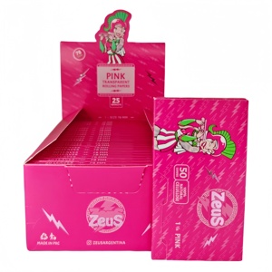 Zeus Rose Red Transparent Square Classic <b>Rolling</b> Papers 1 1/4 Natural Plant Fiber Dye-Free Slow Burning 50 Leaves Per Booklet - Product Image 6