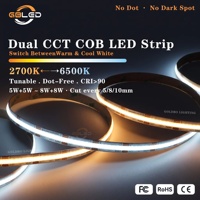 Bande LED COB sans points, blanc réglable, 24V, 608 LED/m, 2700K, 3000K, 4000K, 6500K, ruban FCOB flexible, CRI90 élevé, télécommande, CE