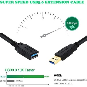 Câble d'extension <span class=keywords><strong>USB</strong></span> 3.0 mâle-<span class=keywords><strong>femelle</strong></span> en cuivre pour ordinateur portable, moniteur, disque dur - Product Image 2