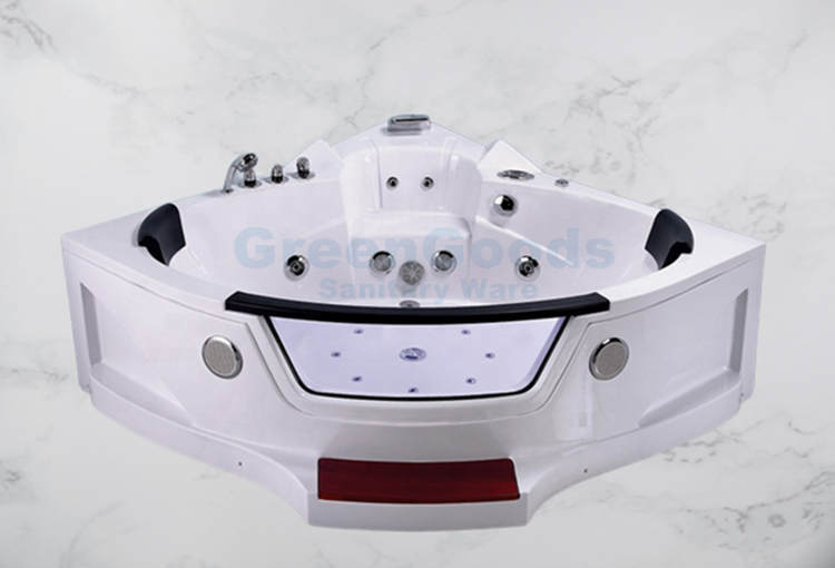 Baignoire d'angle en verre, douche à Jet d'air, bain de Massage pour Spa avec marches
