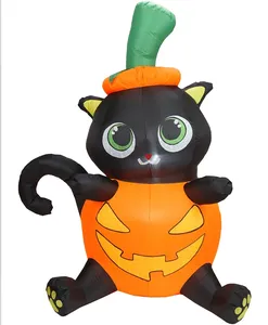 2023 NOVA CHEGADA Halloween inflável grande bonito modelo de gato preto na abóbora para férias ao ar livre gramado quintal decoração Halloween gato