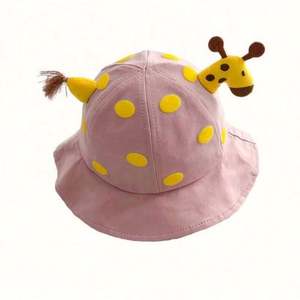 Sombrero de Pescador para Bebé al por Mayor, Lindo Sombrero de Pescador con Puntos, Sombrero de Sol con Diseño de Jirafa de Dibujos Animados para Niños - Product Image 2