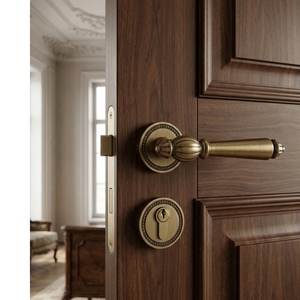 Manija de puerta interior de latón macizo con palanca estriada, sistema de cerradura de embutir con llave, herrajes de cobre puro <span class=keywords><strong>para</strong></span> proyectos - Product Image 2