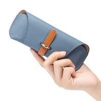 Étui à lunettes en cuir véritable créatif en gros, étui à lunettes portable souple, pochette rétro pour lunettes de voyage