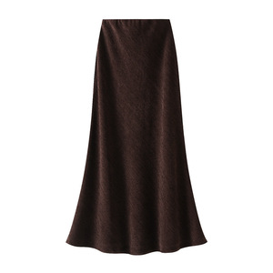 Falda <span class=keywords><strong>de</strong></span> sirena gruesa <span class=keywords><strong>de</strong></span> temperamento <span class=keywords><strong>de</strong></span> gama alta para <span class=keywords><strong>mujer</strong></span> Otoño Invierno nueva tendencia Casual delgada cintura alta café paquete faldas a la cadera - Product Image 2