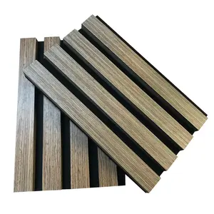 Wooden Slat Wall Ceiling panel sound absorbing home decorative environmental friendly MDF board Akupanel acoustic panels
