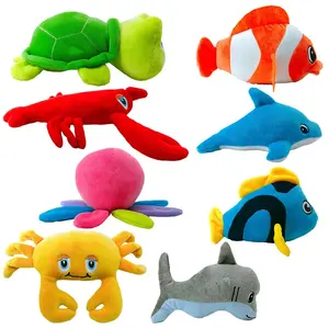 Custom logo soft toys sea animals clownfish turtle crab octopus kids plush toys