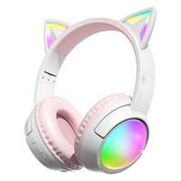 Nouveau casque de jeu sans fil avec oreilles de chat mignonnes, V5.4, LED RGB, son surround 360°, faible latence, chipset JL, type sport, Type-C, pour téléphone portable