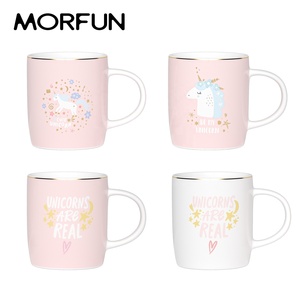 Ensemble de 4 tasses à café et à thé <span class=keywords><strong>licorne</strong></span> en céramique personnalisées Silver Line New Bone China - Product Image 1
