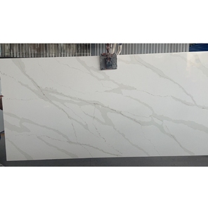 Polished Artificial <b>Stone</b> Calacatta White Quartz Countertop with Undermount Sink Cutout for Luxury Bathroom Vanity - Product Image 2